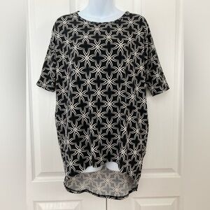 NWT Lularoe Irma Tunic Size XXS 2XS black and white star Hi Lo Shirt top LLR NEW